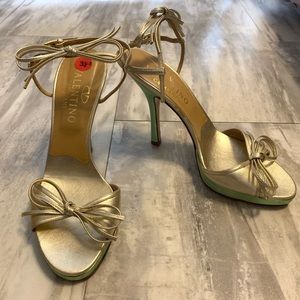 Valentino Gold / Aqua Green Heels